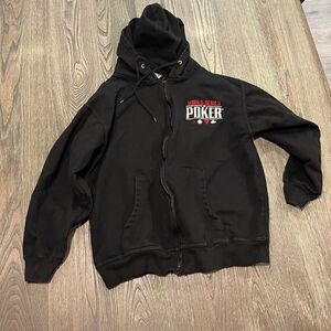 World Series Of Poker Kids Full-Zip Hoodie Front Pocket Regular Fit Black Small